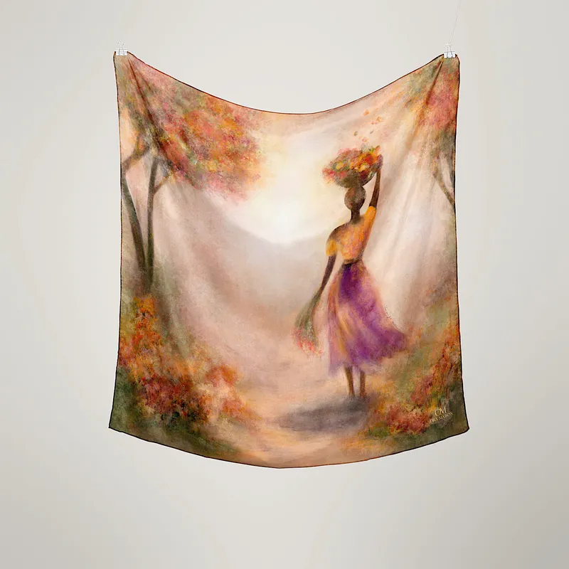 Autumn’s Keeper silk scarf, hanging, view 3