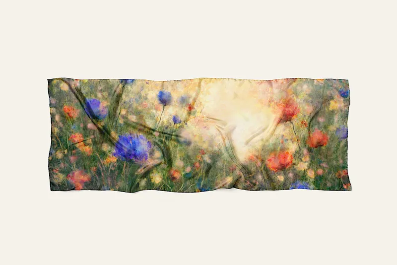 Dream Weavers silk scarf, laid flat, view 2