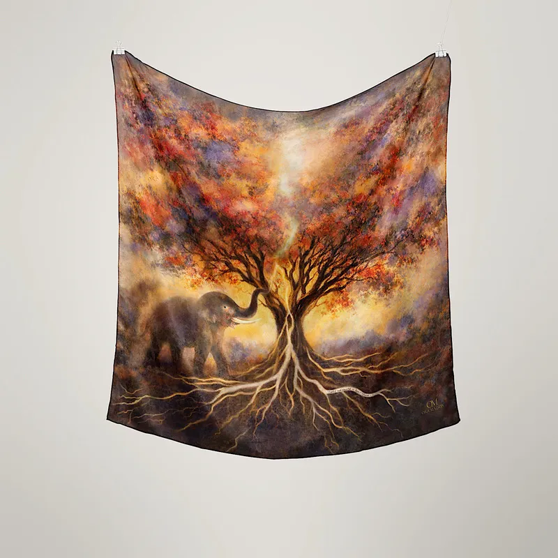 Recharging I silk scarf, hanging, view 3