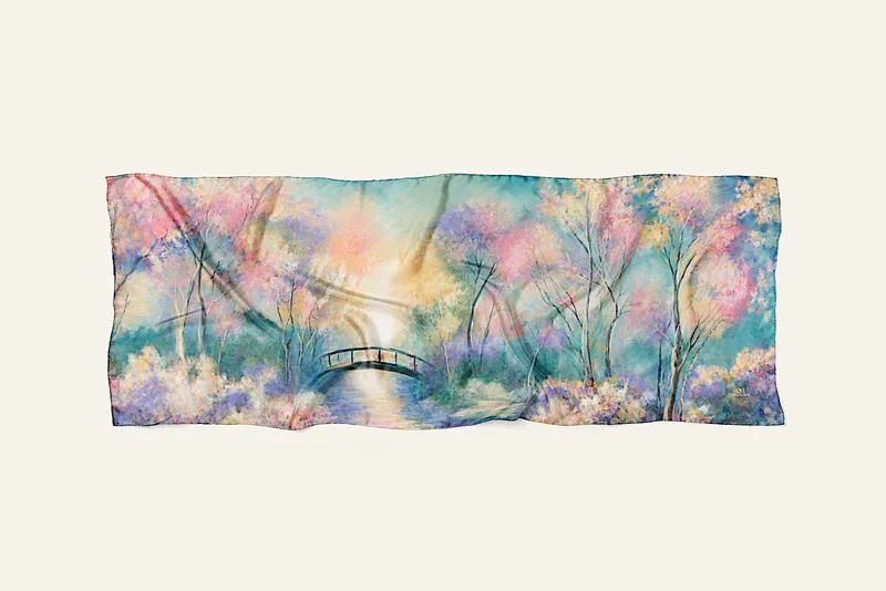 The Bridge silk scarf, laid flat, view 2