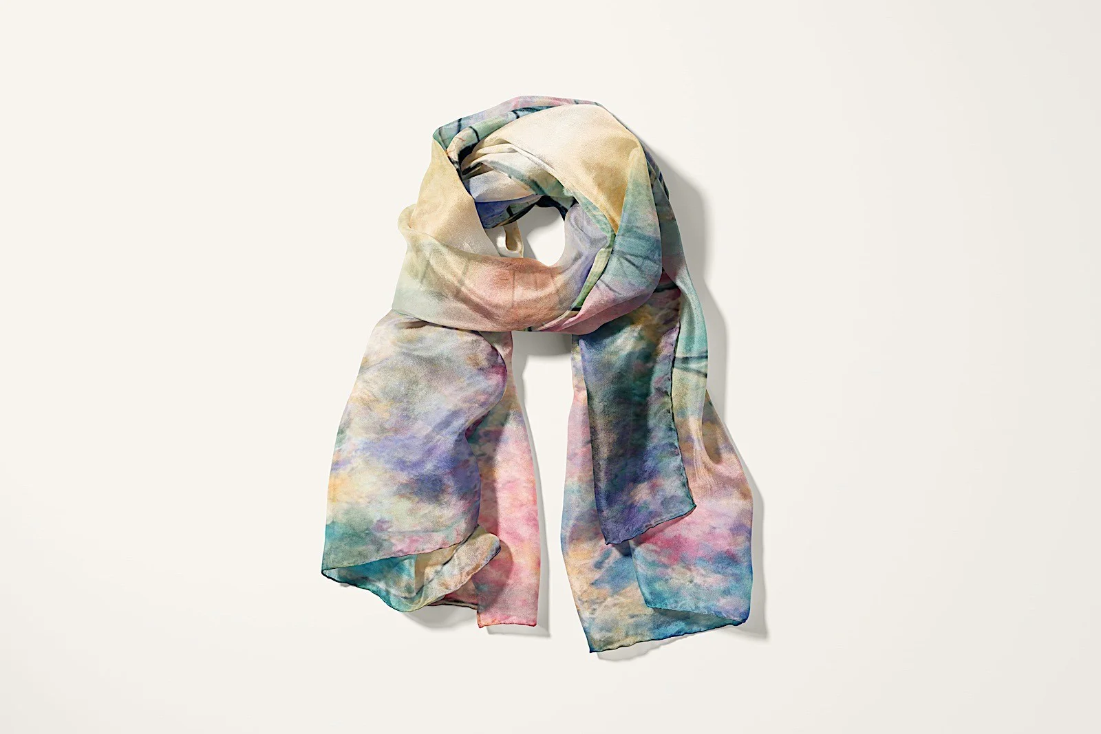 The Bridge silk scarf, tied