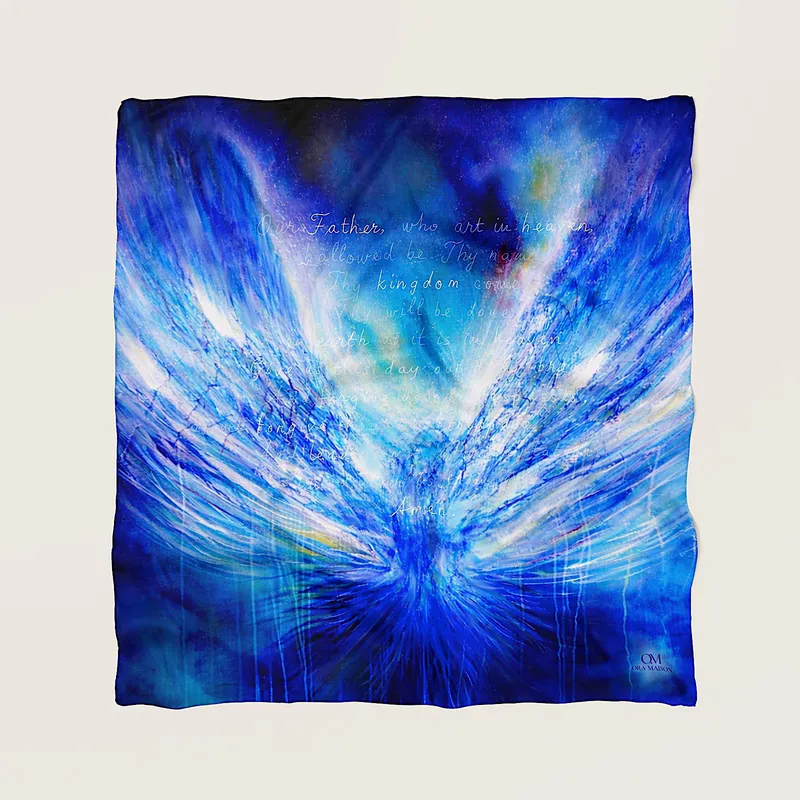 The Messenger silk scarf, laid flat, view 2